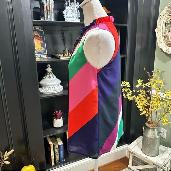 Trina Turk Multi Colored Striped Sleeveless Blouse Size Small - Picture 5 of 10